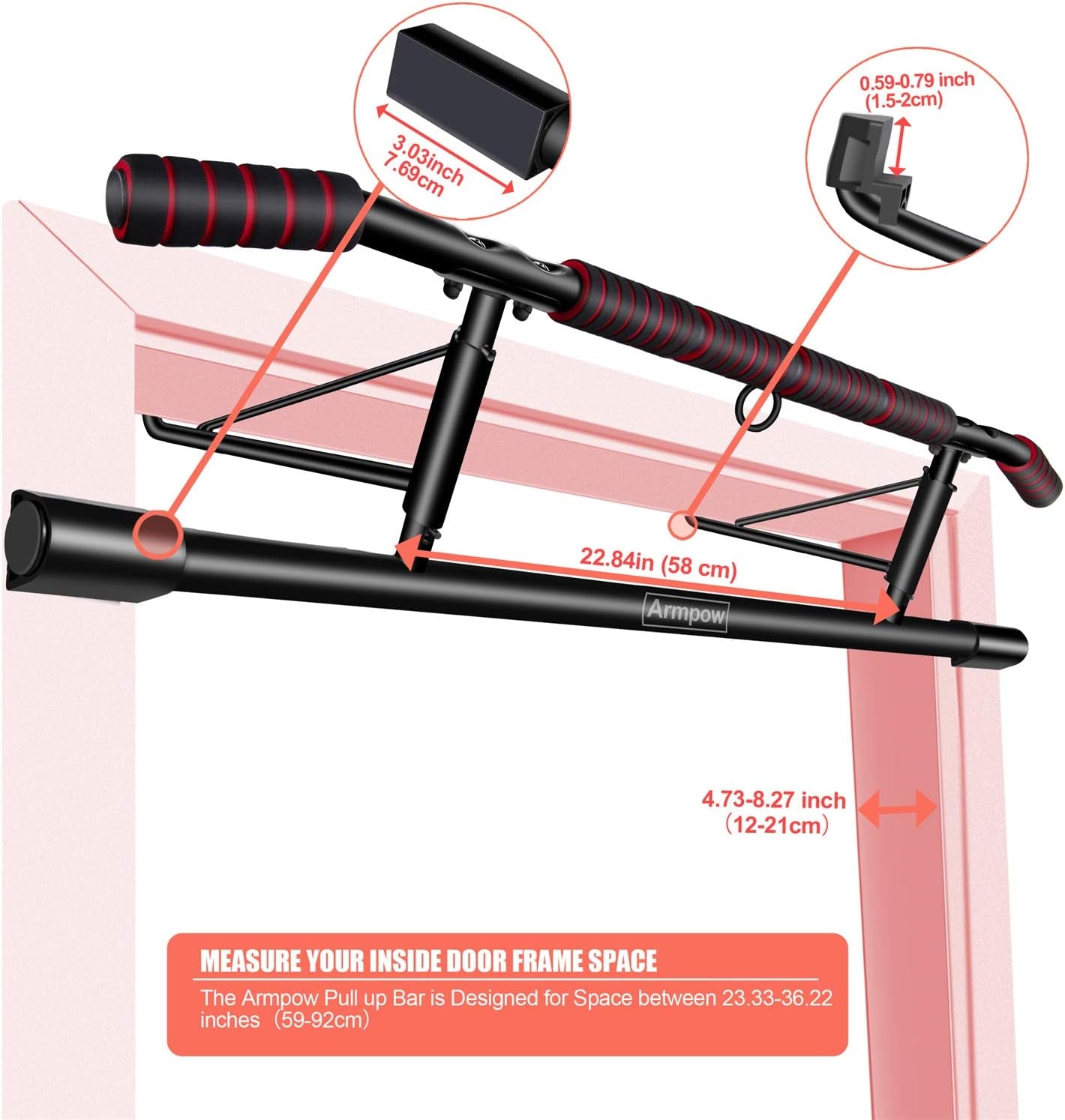 Pull up Bar for Doorway, Multifunctional Chin up Bar,Workout Pullups Bar, for Home Gym Upper Body Workout with Pull up Bands(Upgrade)